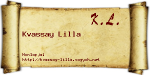 Kvassay Lilla névjegykártya